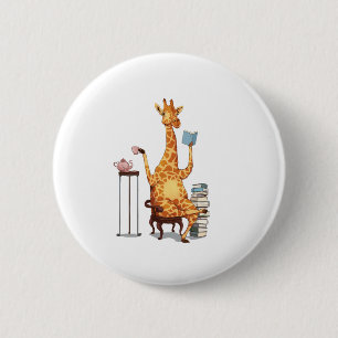 Niedliche Giraffen, Bücher und Teegeschenke Button