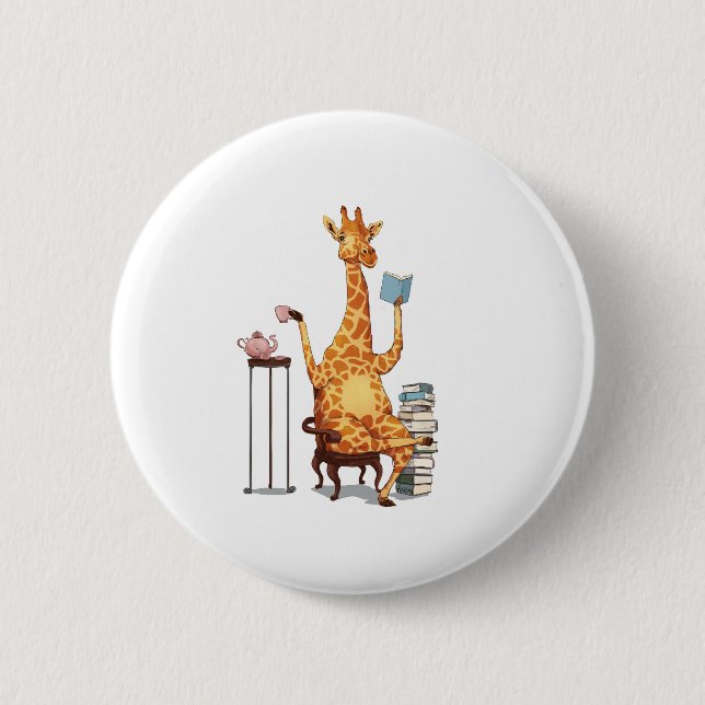 Niedliche Giraffen, Bücher und Teegeschenke Button (Vorderseite)