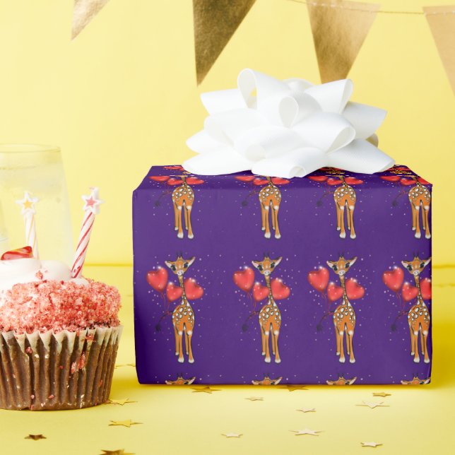 Niedliche Giraffen, Glitzer-Funkelkolloons Geschenkpapier (Geburtstagsparty)