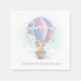 Niedliche Giraffen in Heißluftballon Babydusche Serviette