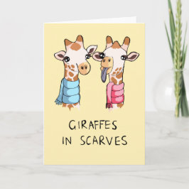 Niedliche Giraffen in Scarves Zeichnend Grußkarte Karte