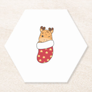 Niedliche Giraffen in Weihnachtssocken für Weihnac Untersetzer