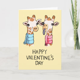 Niedliche Giraffen-Spuren Zeichnend Valentinstag-K Feiertagskarte