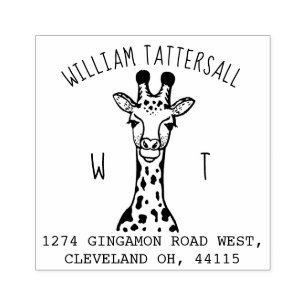 Niedliche Giraffen-Tiermonogramm u. Gummistempel