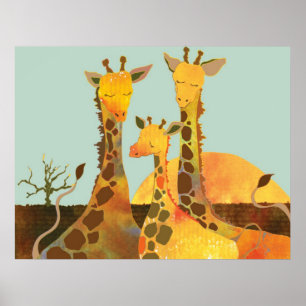 Niedliche Giraffenfamilie Poster