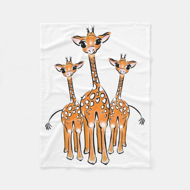 Niedliche Giraffenfamilie zeichnend Safaritiere Fleecedecke (Vorderseite)