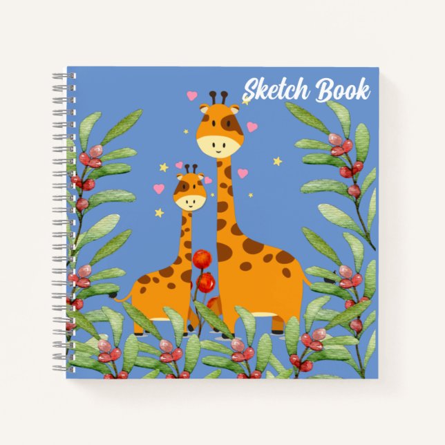 Niedliche Giraffenkizze Notizbuch (Vorderseite)