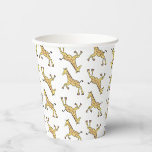 Niedliche Giraffenmuster Weiße Babyparty-Papierbec Pappbecher