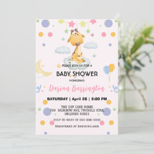 Niedliche Giraffenstarbe Ballon Babydusche Party M Einladung