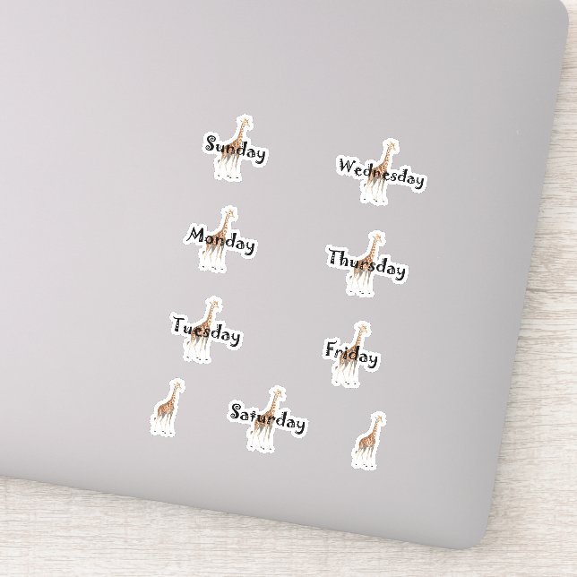 Niedliche Giraffentage des Week Label Sheet (Detail)