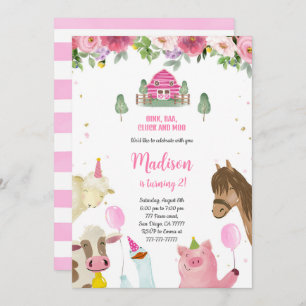 Niedliche Girl 2. Farm Geburtstag Einladung