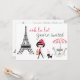 Niedliche Girl and Black Cat Paris Geburtstagseinl Einladung (Vorderseite/Rückseite Beispiel)
