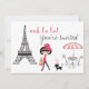 Niedliche Girl and Black Cat Paris Geburtstagseinl Einladung (Vorderseite)