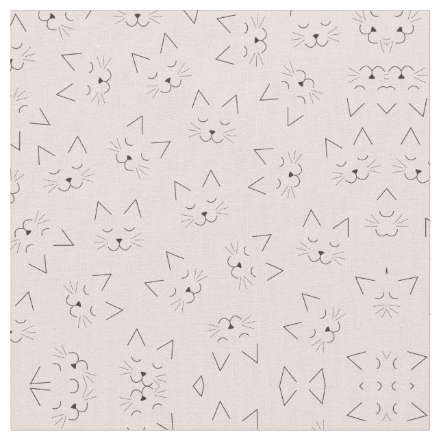 Niedliche Girl Black Kitty Cat Face Pink Pattern Stoff (Nahaufnahme)