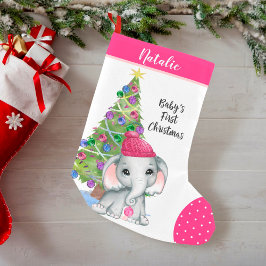 Niedliche Girl Elephant BABY'S ERSTE CHRISTMAS Pin Kleiner Weihnachtsstrumpf