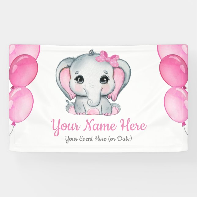 Niedliche Girl Elephant Banner Signaltondekor (Horizontal)