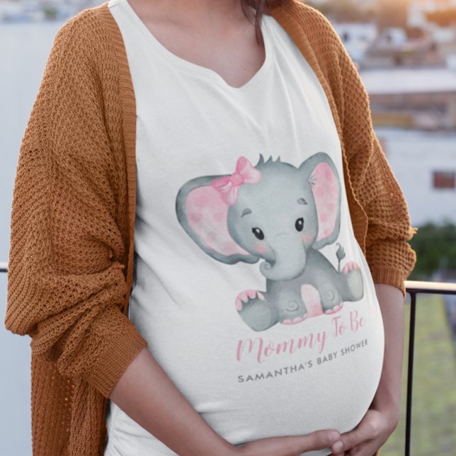 Niedliche Girl Elephant Pink Mommy zu Kinderdusche T-Shirt (Cute Girl Elephant Pink Mommy To Be Baby Shower T-Shirt)