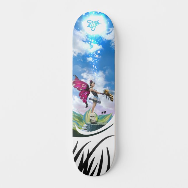Niedliche Girl Fairy Casting Magic Zauber auf Humm Skateboard (Vorderseite)