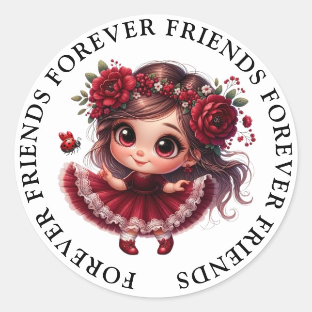 Niedliche Girl Friendship Stickers (Vorderseite)