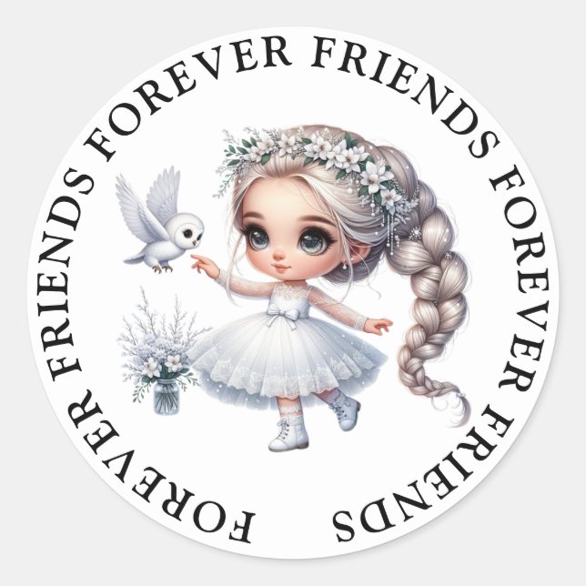 Niedliche Girl Friendship Stickers (Vorderseite)
