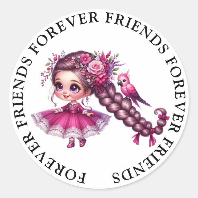 Niedliche Girl Friendship Stickers (Vorderseite)