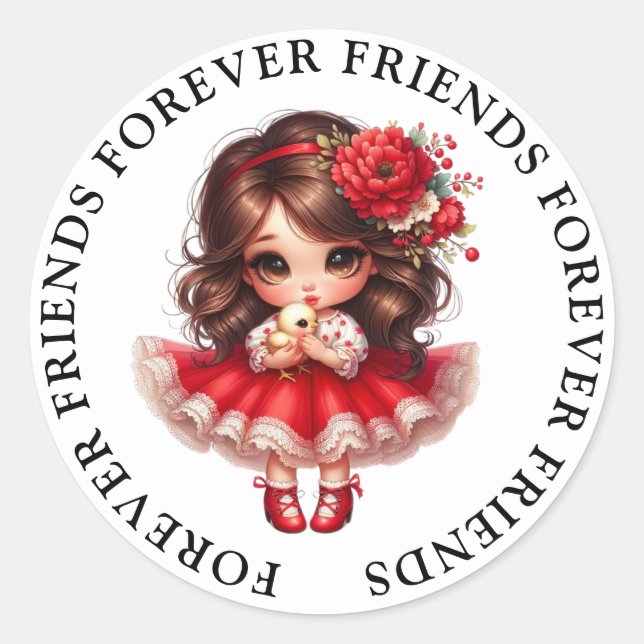 Niedliche Girl Friendship Stickers (Vorderseite)