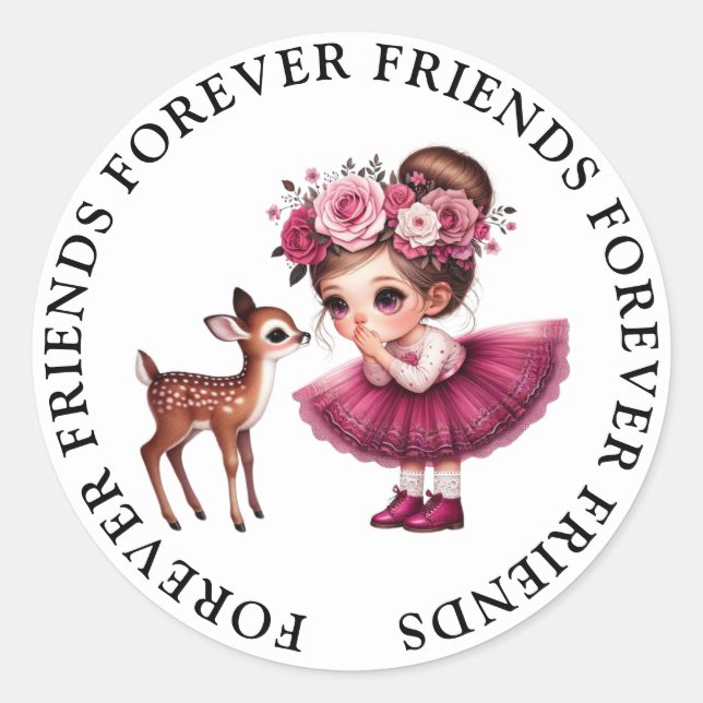 Niedliche Girl Friendship Stickers (Vorderseite)