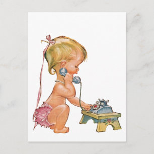 Niedliche Girl-Gespräche am Telefon Postkarte
