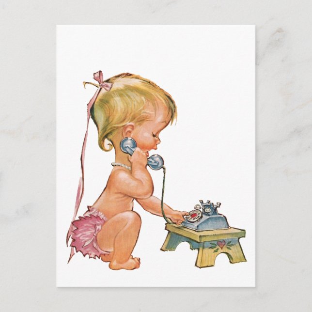 Niedliche Girl-Gespräche am Telefon Postkarte (Vorderseite)