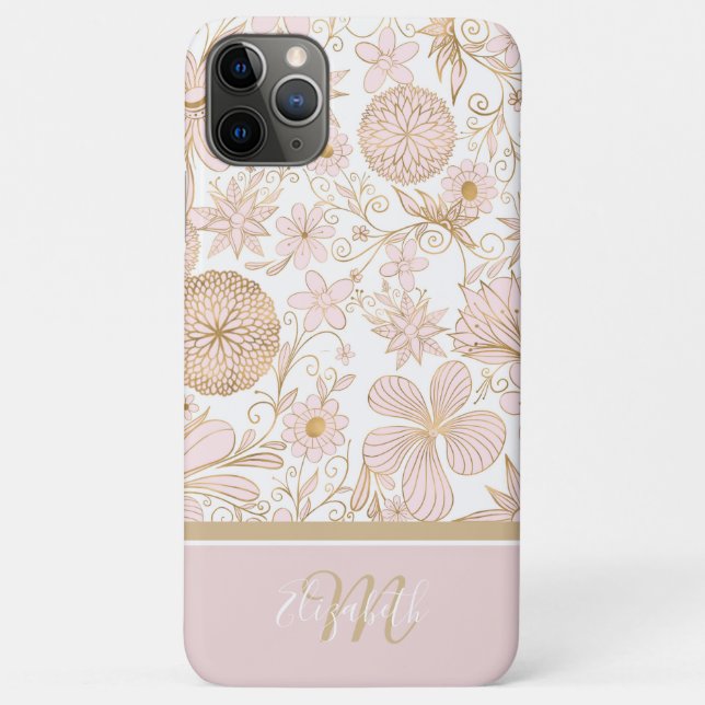Niedliche Girl-Gold-Blumendoodles Blush Pink-Desig Case-Mate iPhone Hülle (Rückseite)