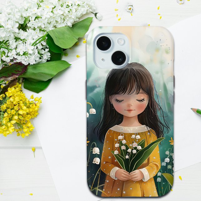 Niedliche Girl Holding Lily of the Valley Birth Bl Case-Mate iPhone Hülle (Von Creator hochgeladen)