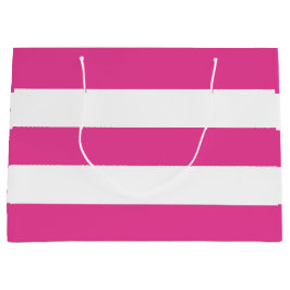 Niedliche Girl Modern Hot Pink White Stripes Große Geschenktüte