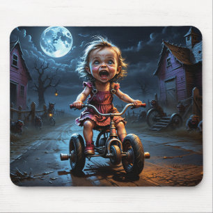 Niedliche Girl on Bicycle Horror Fantasy Mousepad