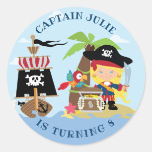 Niedliche Girl Pirate Party Stickers