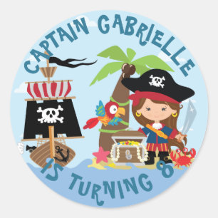 Niedliche Girl Pirate Party Stickers