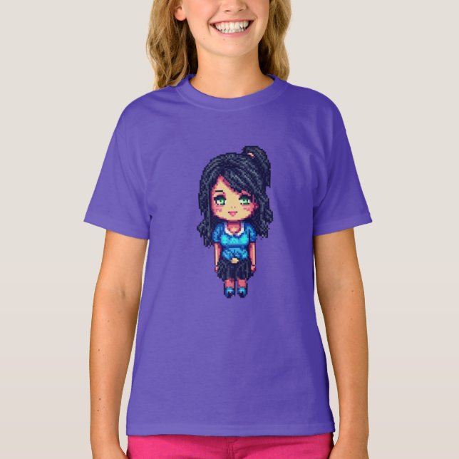 Niedliche Girl pixelart T-Shirt (Vorderseite)