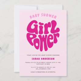 Niedliche Girl Power Kinderdusche mit Herzeinladun Einladung