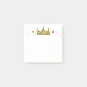 Niedliche Girl Princess Rosa und Gold Post-it Klebezettel