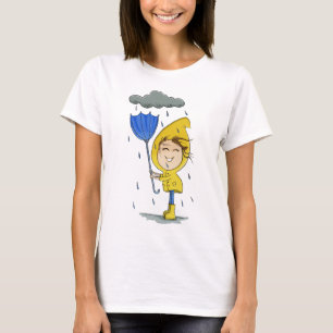 Niedliche Girl Rainy Windy Day Grafik T-Shirt