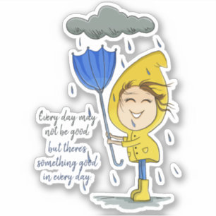 Niedliche Girl Rainy Windy Day Grafische Ermutigun Aufkleber