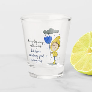 Niedliche Girl Rainy Windy Day Grafische Ermutigun Schnapsglas