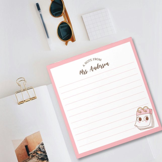 Niedliche Girl-Retro-to-School-Pink-Notepad Notizblock (Von Creator hochgeladen)