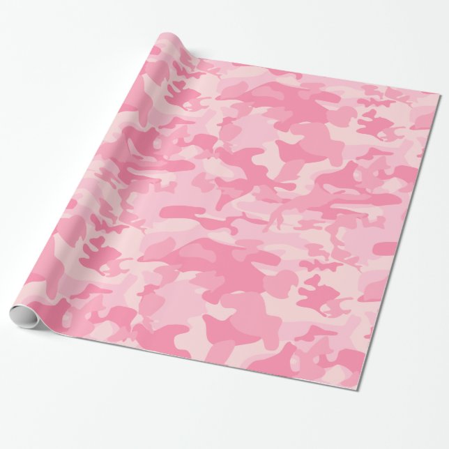 Niedliche Girl-Rosa-Camouflage Geschenkpapier (Ungerollt)