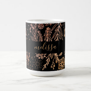 Niedliche Girl Rose Gold Floral Signatur Kaffeetasse