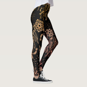 Niedliche Girl Rose Gold Floral Signatur Leggings