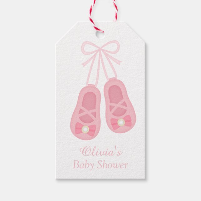 Niedliche Girl Shoes Ballerina Baby Duschmarken Geschenkanhänger (Vorderseite)