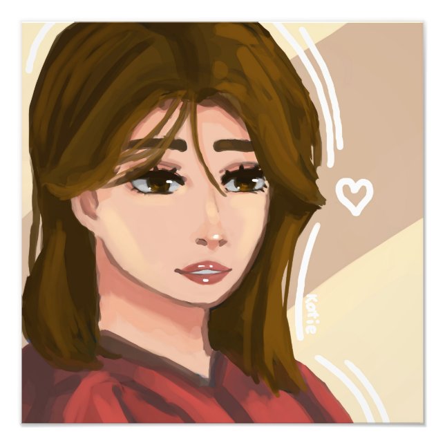 Niedliche Girl Simple Background Handgezeichnete D Fotodruck (Vorne)