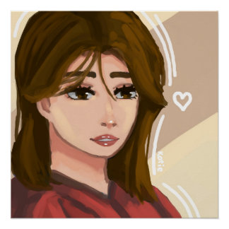 Niedliche Girl Simple Background Handgezeichnete D Poster