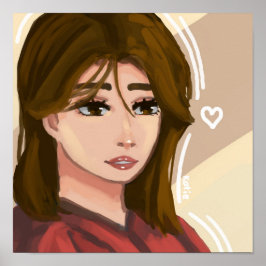 Niedliche Girl Simple Background Handgezeichnete D Poster