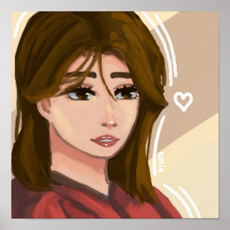 Niedliche Girl Simple Background Handgezeichnete D Poster